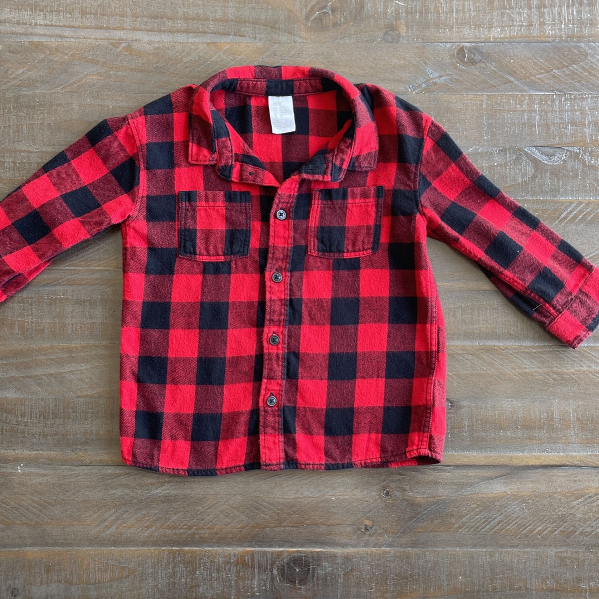 H&M Toddler Black & Red Plaid Shirt 12-18 Months
