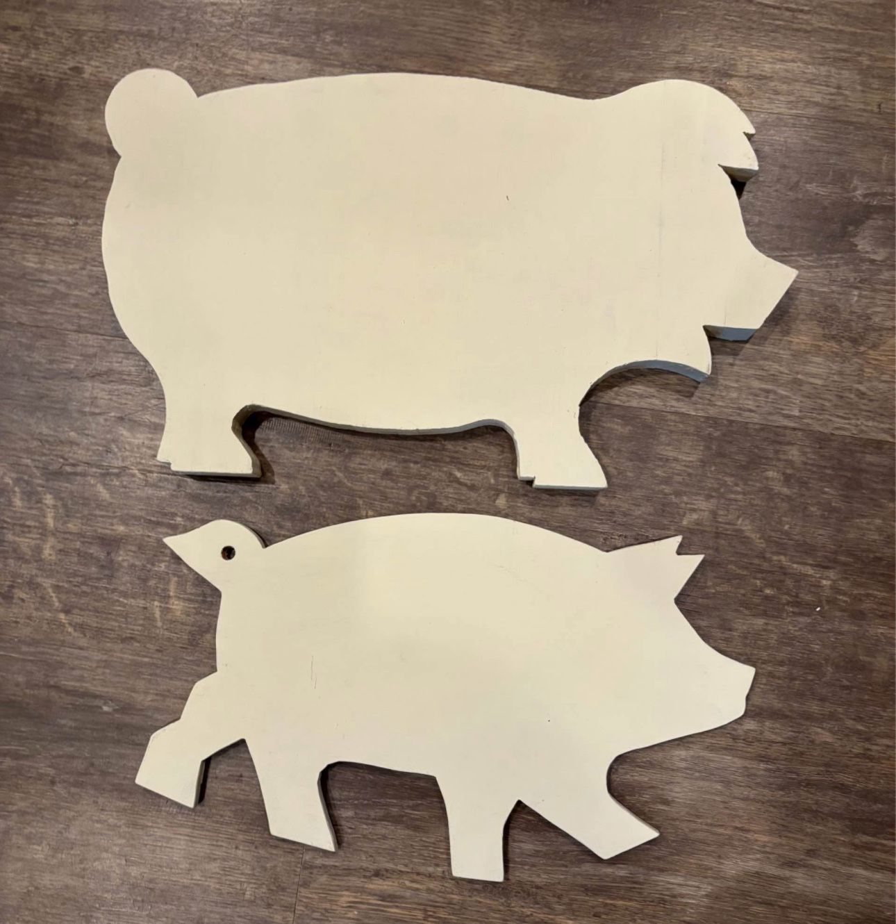Wood pig piggy oink painted beige crafting cutout