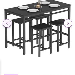 BAR TABLE W STOOLS (BLACK) 