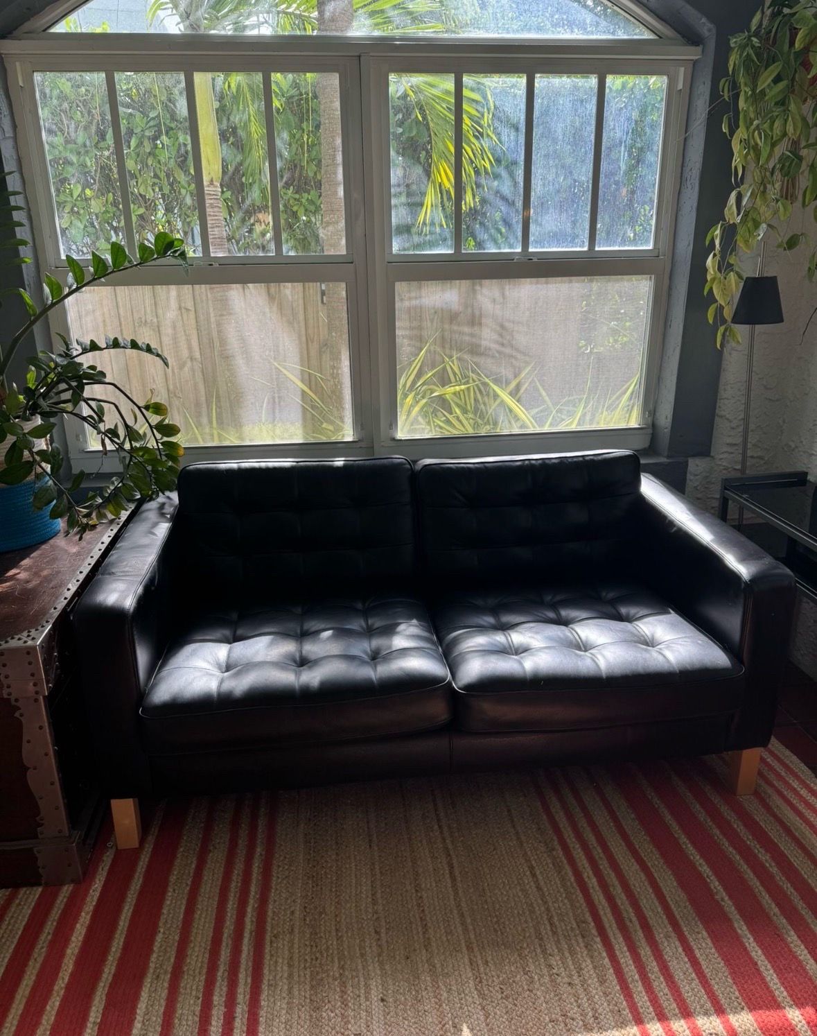 IKEA Black Leather Loveseat