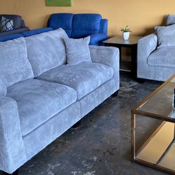 Limited Stock! Sofa And Loveseat Fog Corduroy