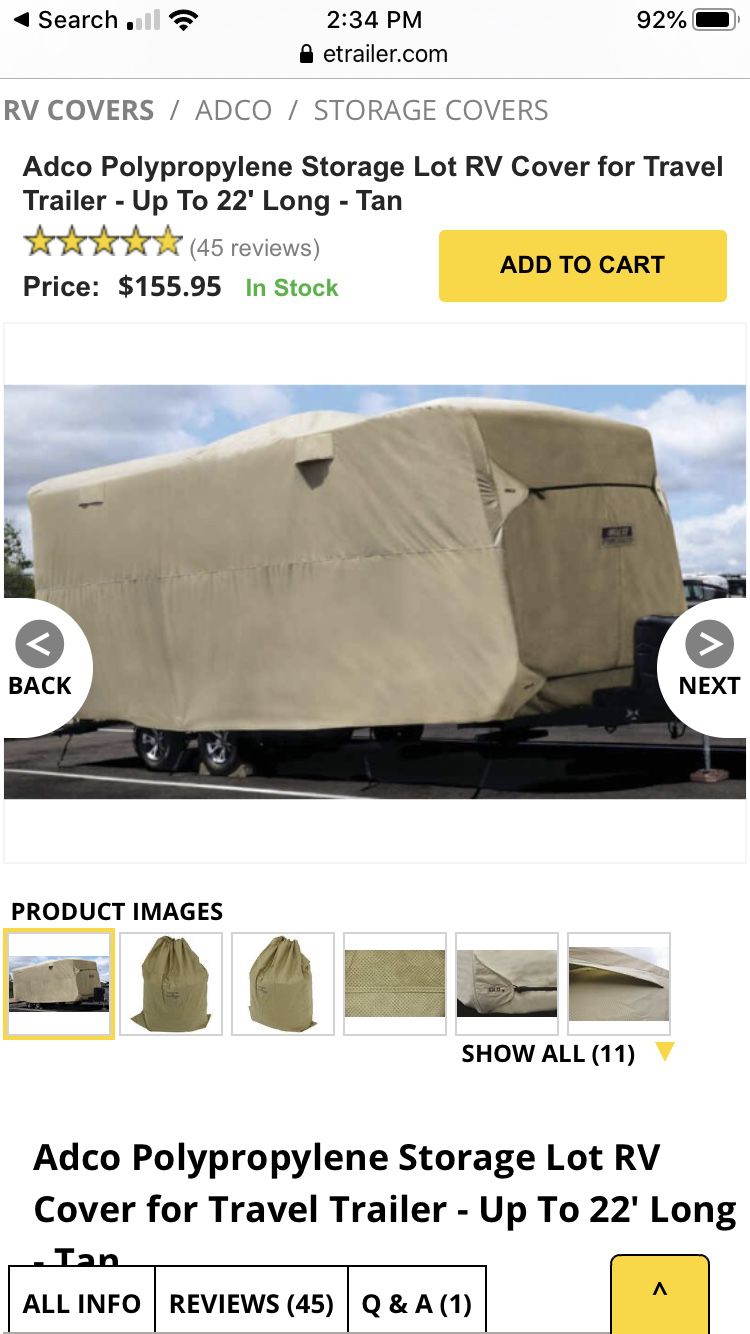 Adco 22 foot travel trailer cover