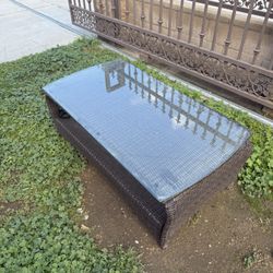 Brown Coffee Table with Glass