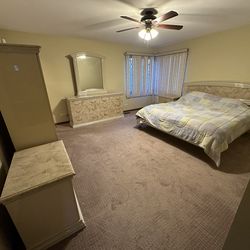 Italian Lacquer Marble white bedroom set with bed 5 piece set