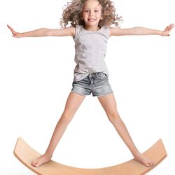 Balance Board Kids, [Natural Wood] Wobble Board for Kids Toddlers, Open Ended Montessori Waldorf Learning Toy, Gifts for 3 4 5 6 7 8 Year Old Boys Gir