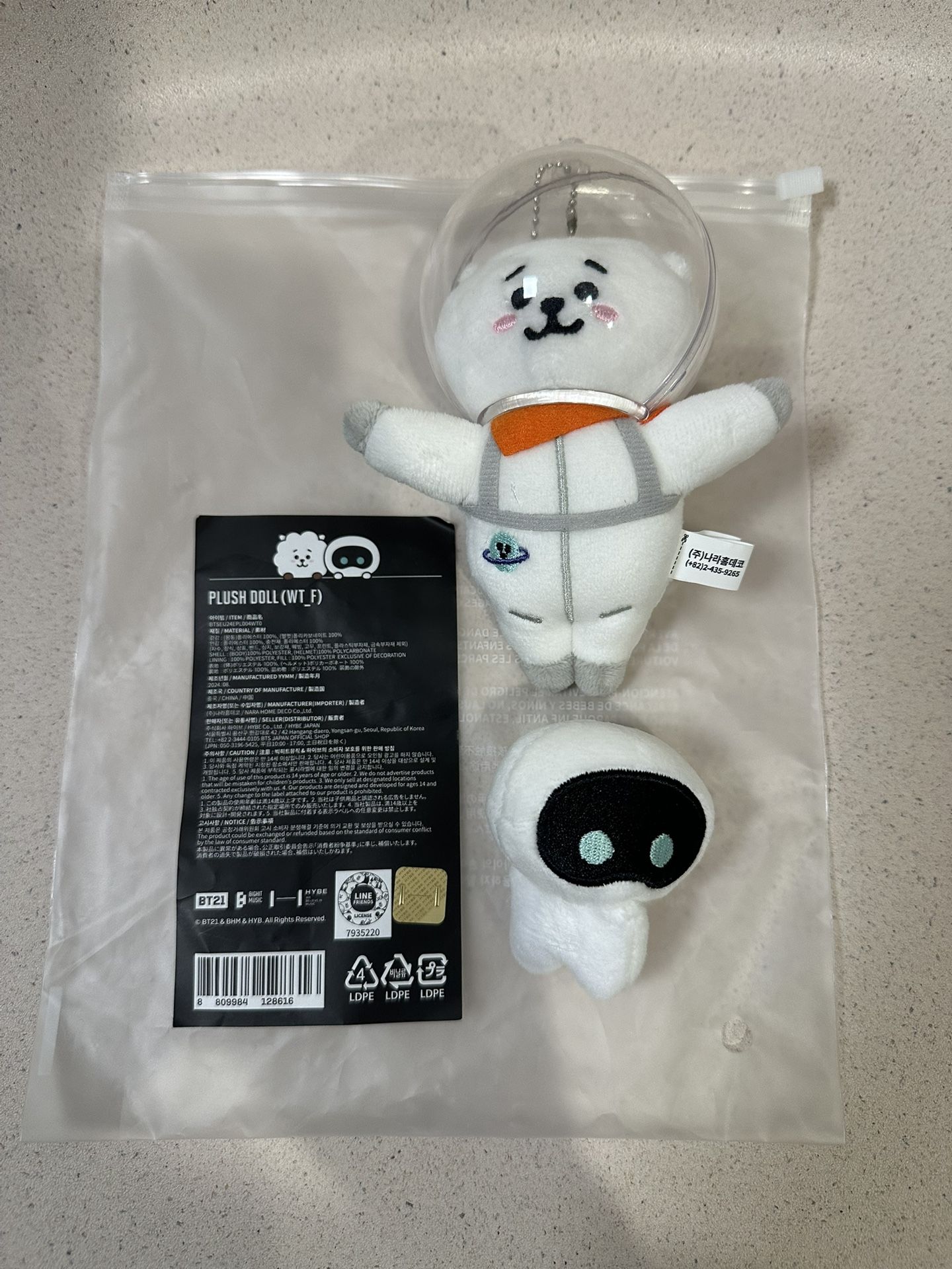 BTS Jin Wootteo x RJ Plush Doll (White)