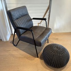 Arm Chair And Poof Ottoman 