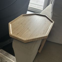 Bamboo Couch Arm Tray Table – No-Slip Clip-On Sofa Table