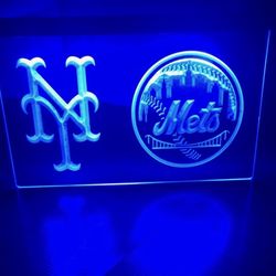 NEW YORK METS LED NEON BLUE LIGHT SIGN 8x12