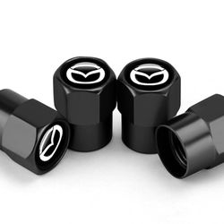 Hex 016 Black 4pcs Universal Car Tire Valve Stem Caps Air Cover Fit Mazda Accessories