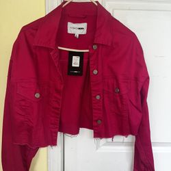 Fashion Nova, Fushia Colored Jean Jacket, Size S