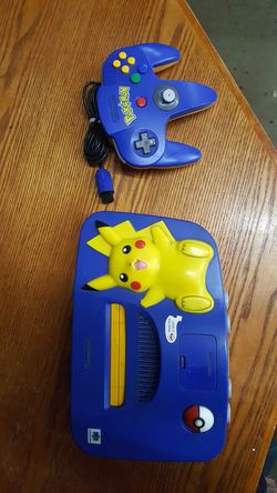 N64 pikachu edition with controller