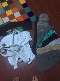 Clothing, educational stuff, stuffed animals