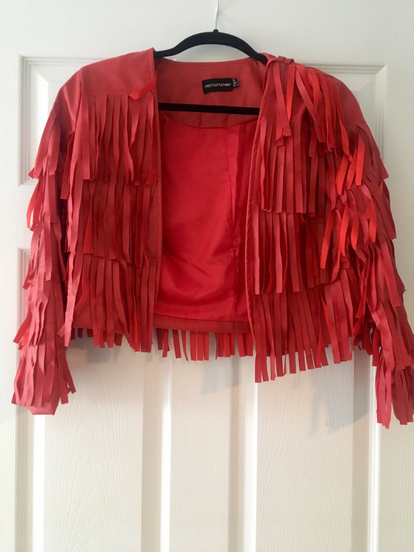 Red fringe leather jacket