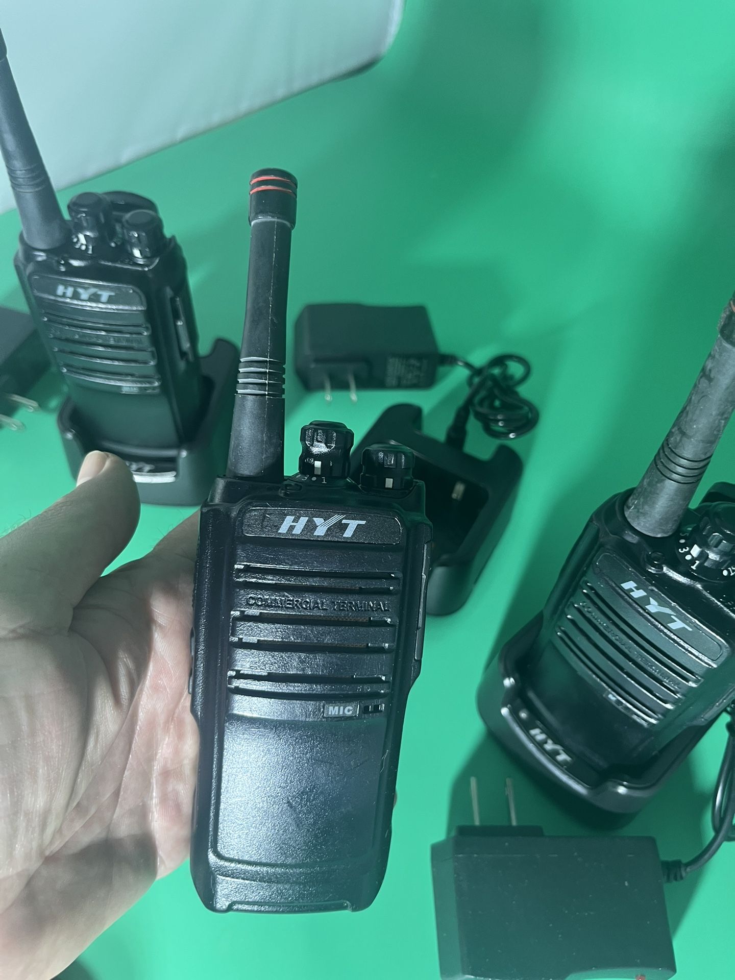 Lot Of 3 HYT UHF Two Way Radios TC-508U 16CH 4watt with Batteries and chargers