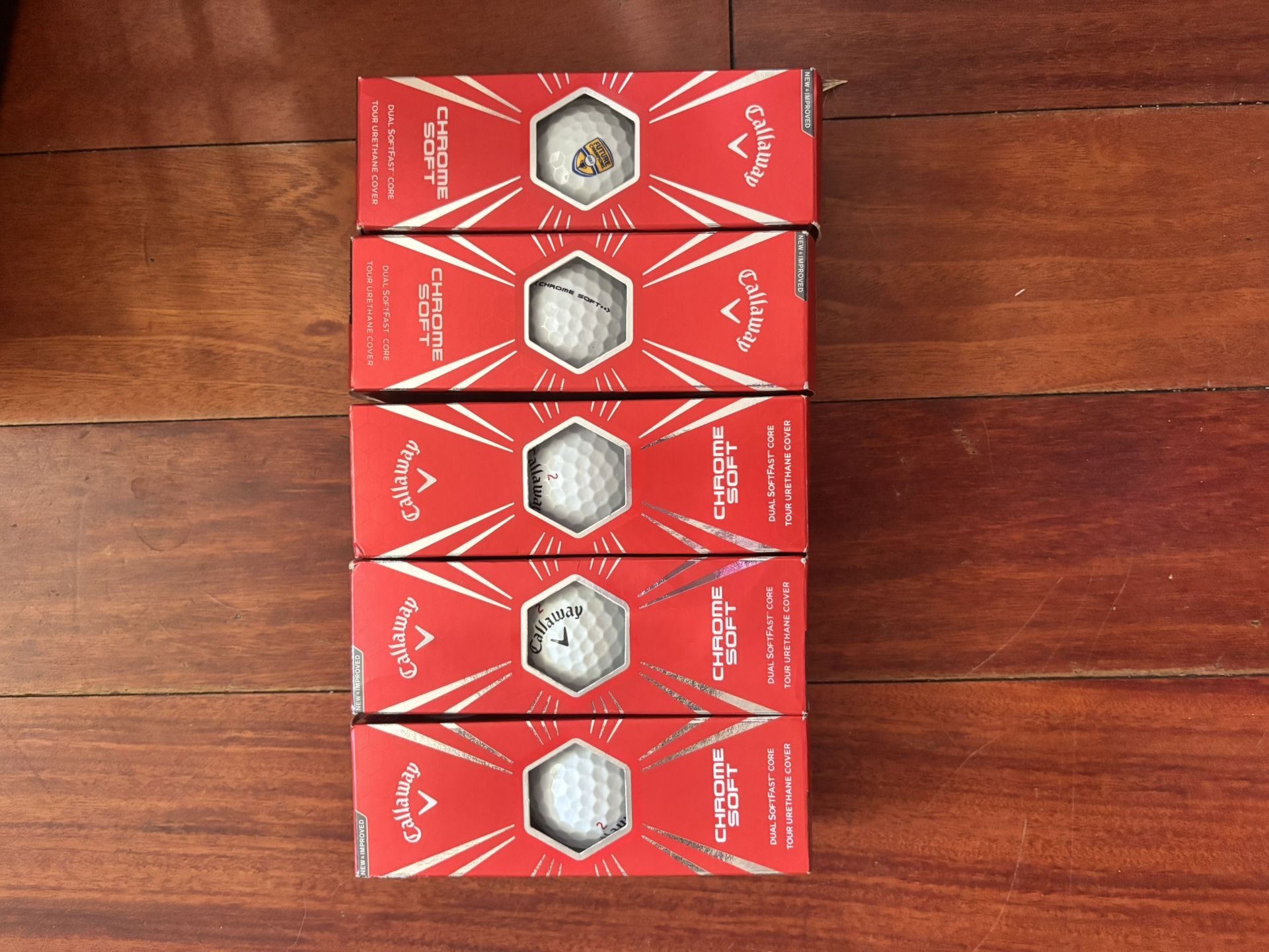 5 sleeves of callaway chrome soft golf balls