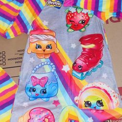 NEW Girl One Piece Fleece Pajamas Rainbow Shopkins Size 10/12
