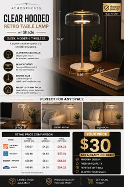 Atmosphere clear hooded retro lamp