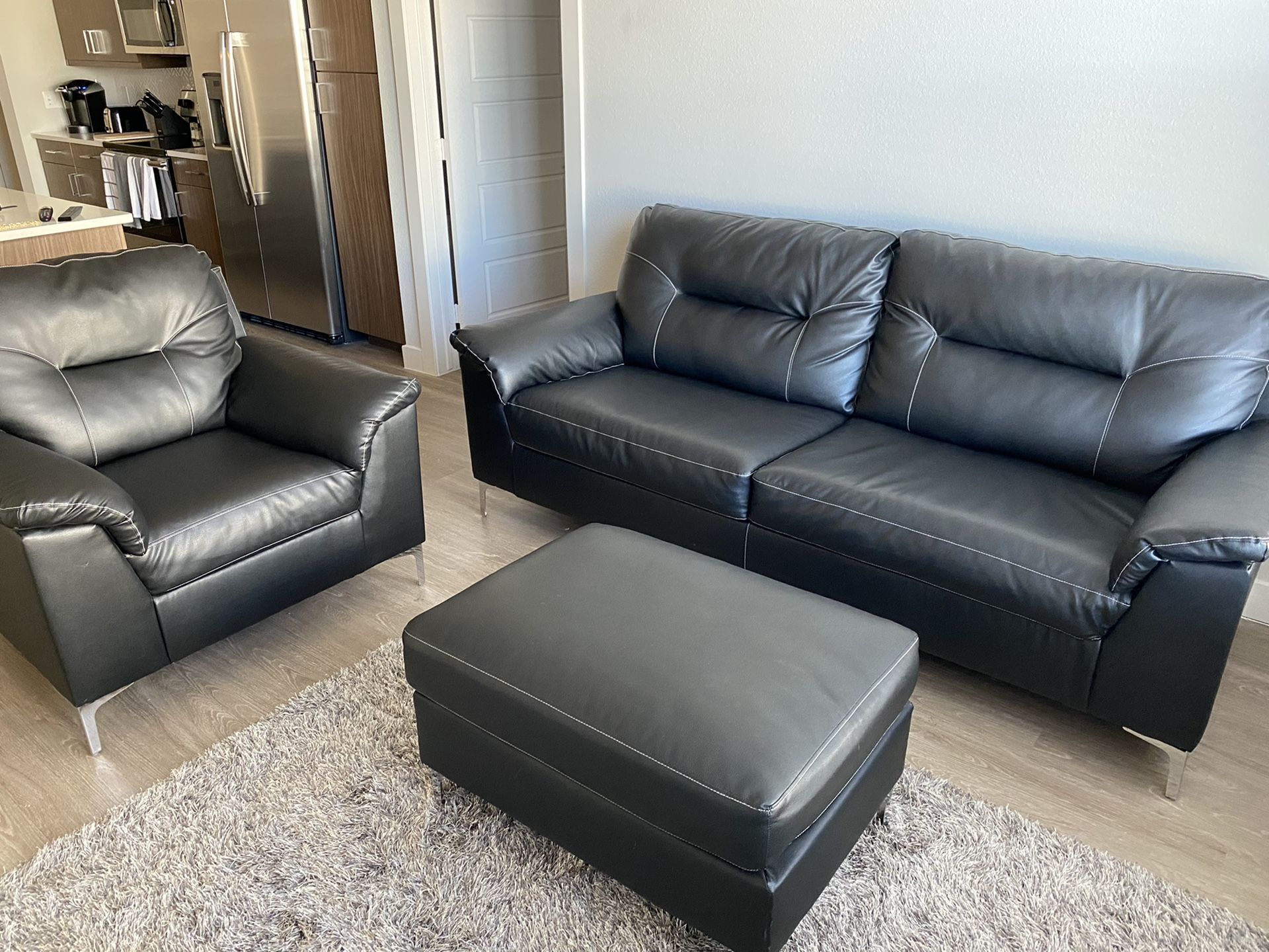 Leather Sofa, chair and ottoman