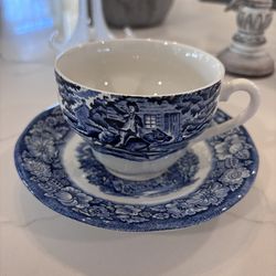 Vintage Liberty Blue Staffordshire Teacup and Saucer