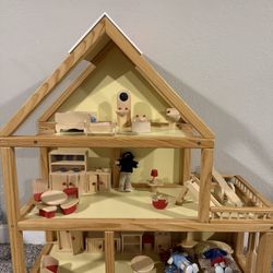 Two-Story Wooden Dollhouse