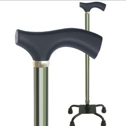 "Adjustable Four-Legged Walking Stick Switch Sticks with Comfortable Wooden Handle, Huntington"