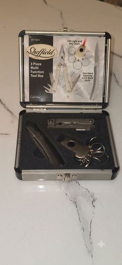 Vintage Sheffield 12-in-1 Stainless Steel Multi-Tool Set with Mini Case