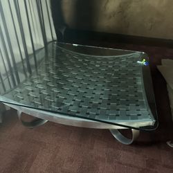 High- End Stainless Glass Coffee Table - Excellent Condition (Very Heavy) 48” x 48” - Retail: $3400.     