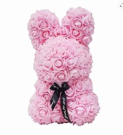 Foam Rose Rabbit Bear 25cm Light Pink Artificial Flower