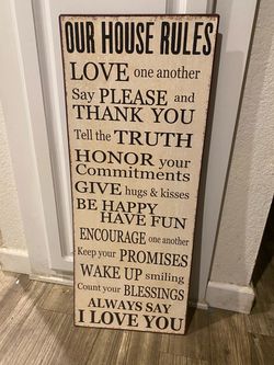 Our House Rules Vintage Wall Sign