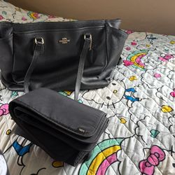 Black Coach diaper bag