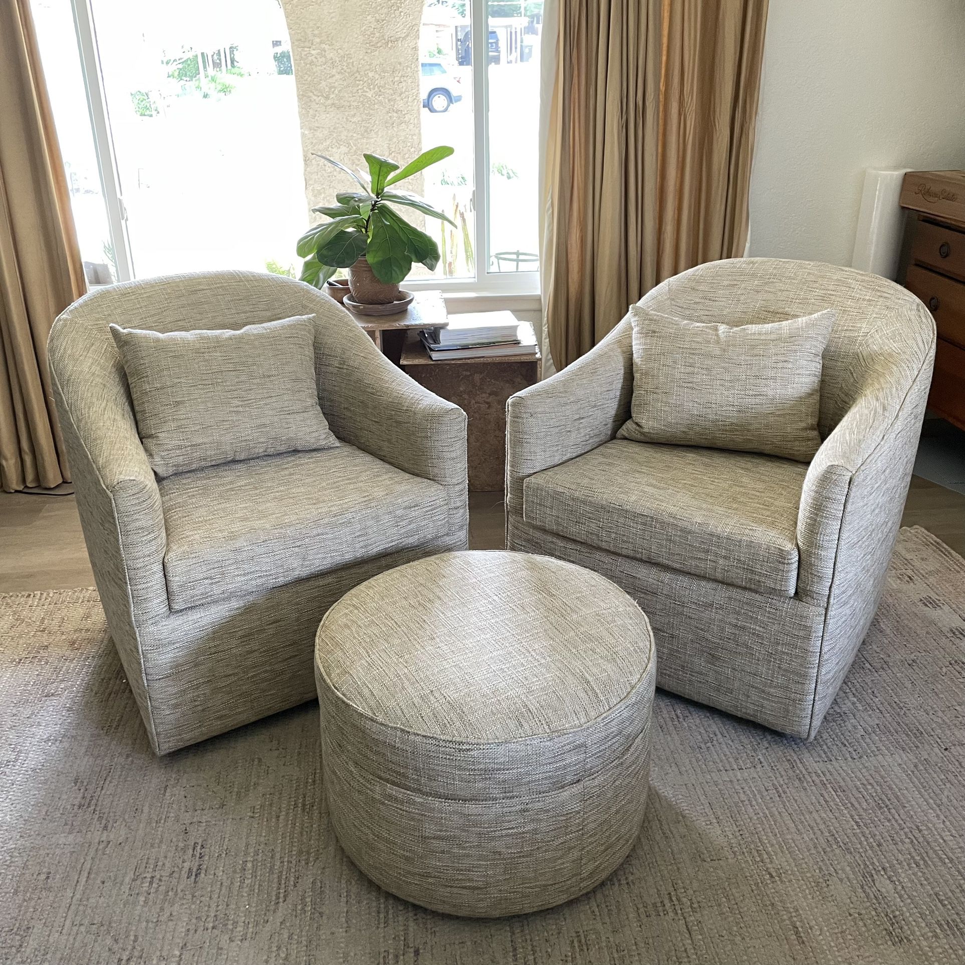 Mitchell Gold + Bob Williams Accent Swivel Chairs And Ottoman