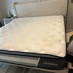 King size mattress, new headboard and bed frame with slats