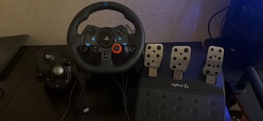 Logitech g29 racing wheel, pedals, and shifter