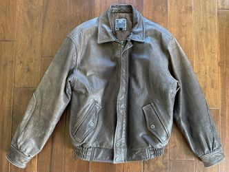 Bomber-Style Leather Jacket - 90s Era Men’s Large - Nearly New Condition
