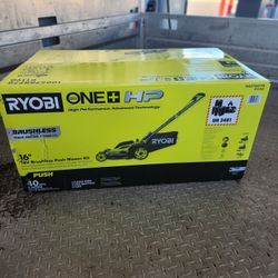 16 Inch Ryobi Brushless Lawn Mower With 2 Batteries And Charger 