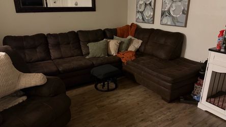 Furniture L sectional ,  color dark brown
