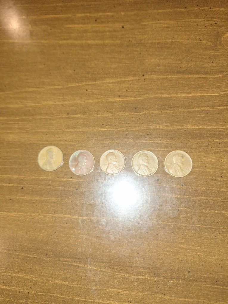4-1919 & 1-1917 Wheat Pennies!