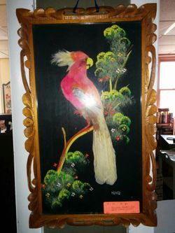 Mexican feather art hand carving frame