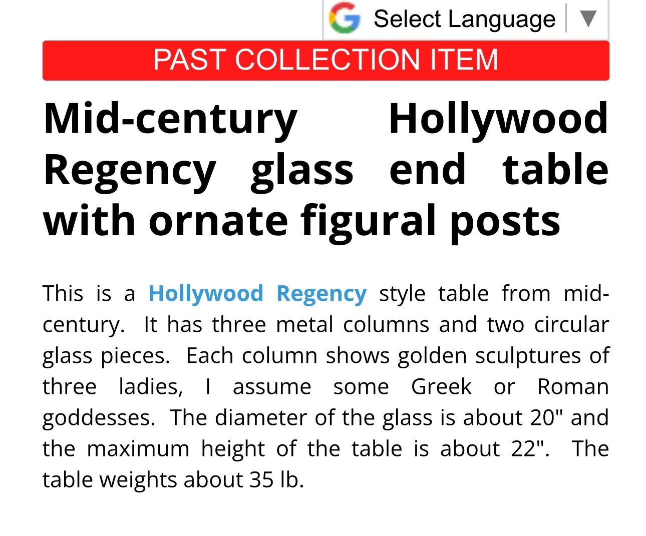 Vintage Hollywood Regency Glass Table