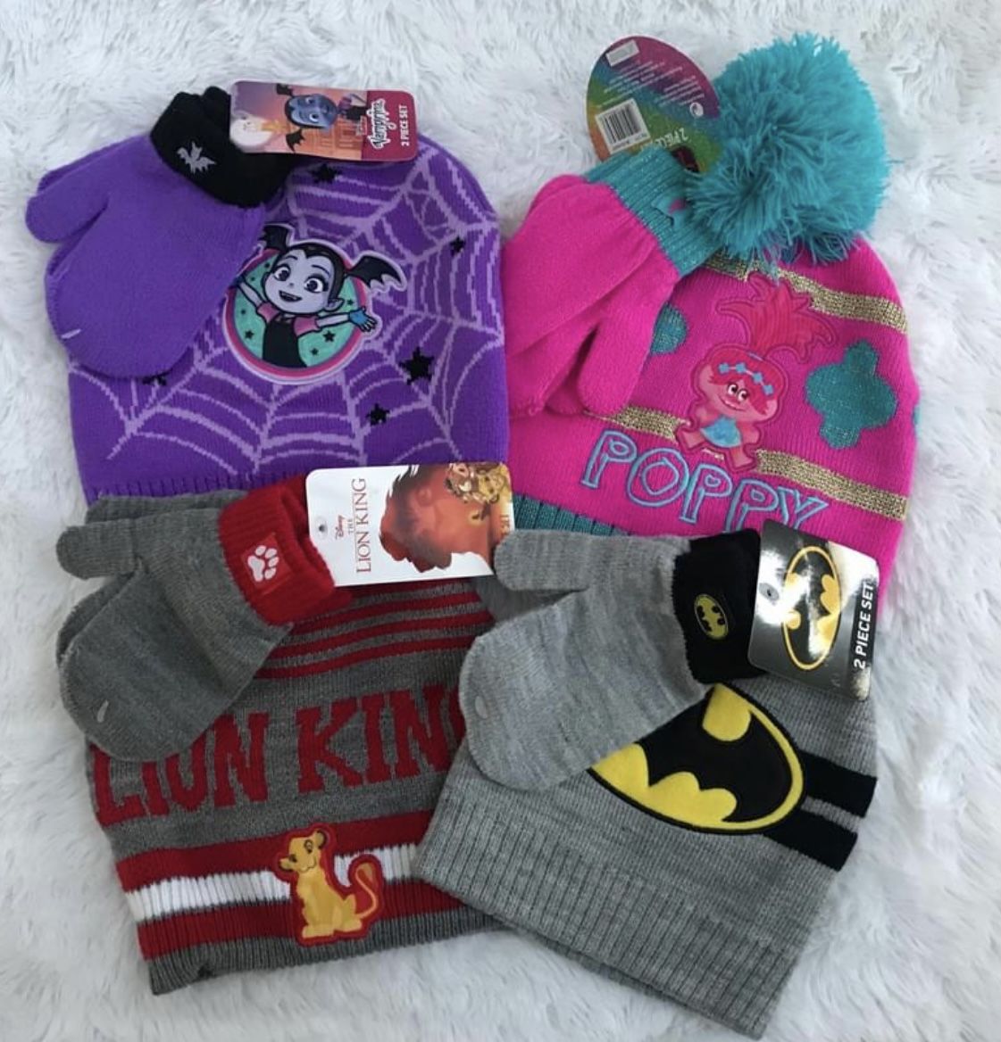 Batman, Vampirina, Lion King or Trolls Poppy Hat & Mitten Set, size 2T - 5T, Brand NEW!