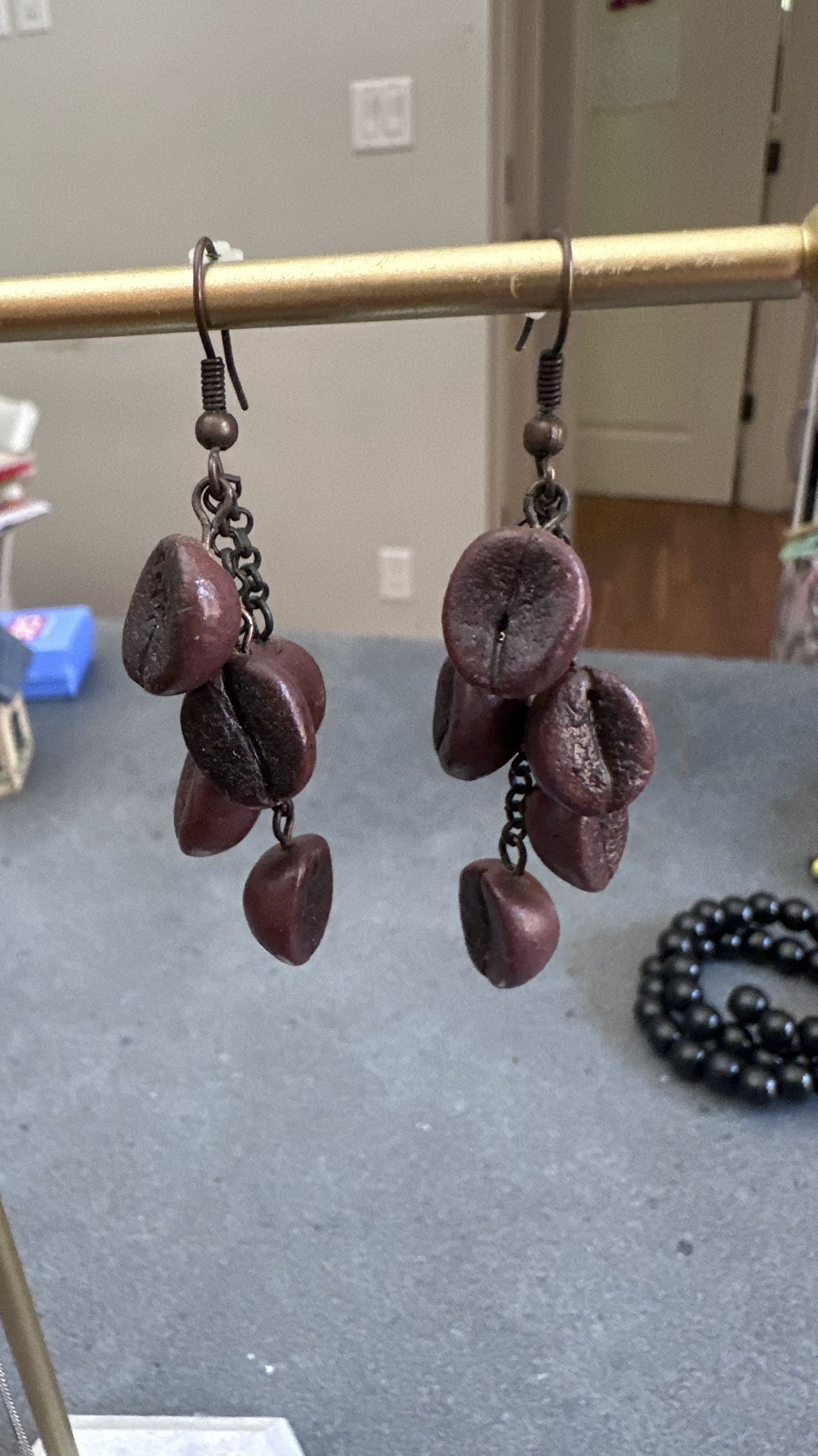 Elegant Coffee Bean Dangle Earrings