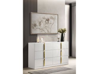 Ines White High Gloss 6-drawer Bedroom Dresser Cabinet