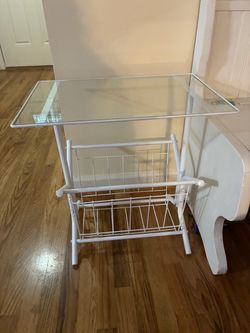 Magazine rack/table with glass top