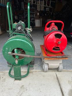 . The green one is a 75 foot Ridgid Snake Machine with a new cable and a flex line to go through traps and attachments to go on the front of the Flex 