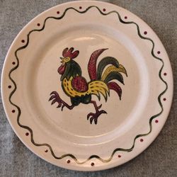 Metlox Poppytrail Green Rooster 4 - 10” dinner plates