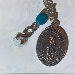 St. Peregrine and St. Anthony Necklace with Prayer Card