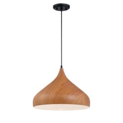 Designers Fountain Hana 60-Watt 1-Light Robusta Wood Tropical Pendant Light with Wood Shade and No Bulbs Included