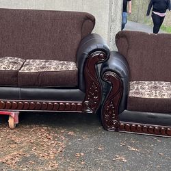 Furniture of America Lozano Faux Leather 2-Piece Sofa Set in Dark Brown