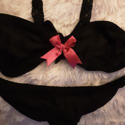 Black With Pink Bow Bikini